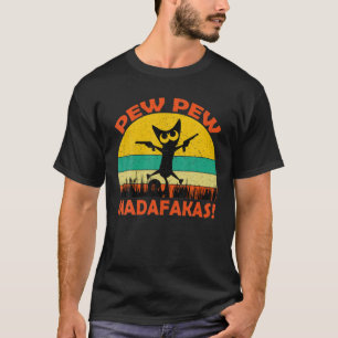 Camiseta Retro Vintage Cat Pew Pew Madafakas
