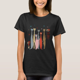 Camiseta Retro Vintage Cats do século Médio com aparência m