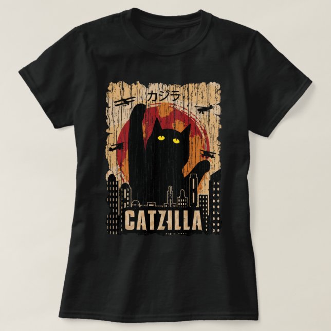 Camiseta Retro Vintage Catzilla Tshirt  948 Copy (Frente do Design)