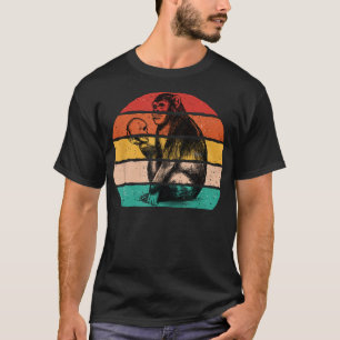 Camiseta Retro Vintage Chimpanzé Macaco Segurando Crânio