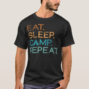 Camiseta Retro Vintage Comer Dormir Acampar Repetir Camiset