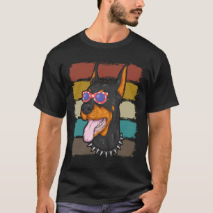 Camiseta Retro Vintage Doberman Dog American Flag