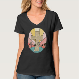 Camiseta Retro Vintage Ele Está Risen Jesus Cross Eu Acredi