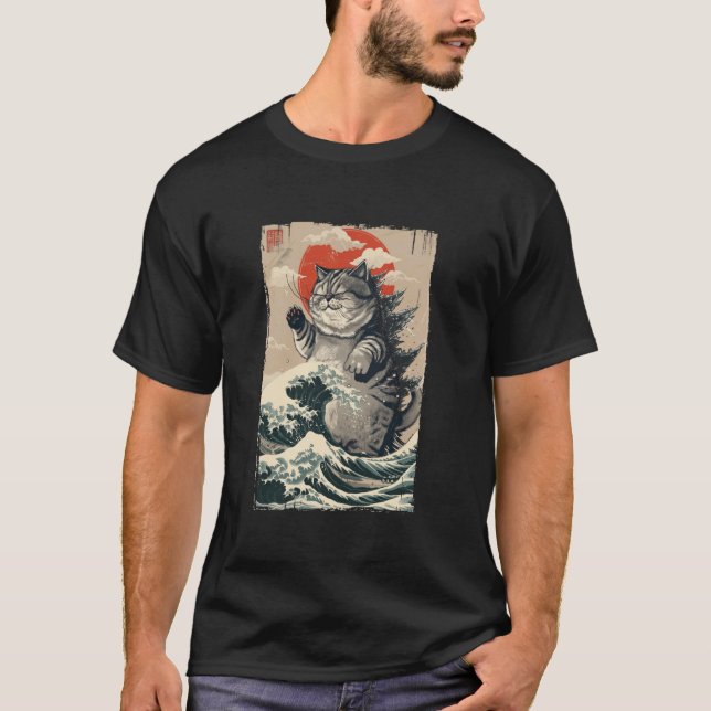 Camiseta Retro Vintage Engraçada Gordo Catzilla -  (Frente)