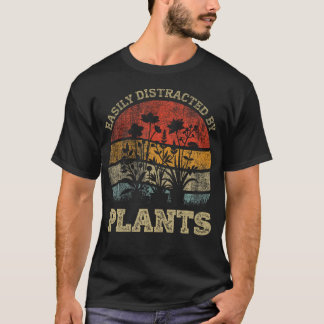 Camiseta Retro Vintage Facilmente Distraído Por Plantas Par