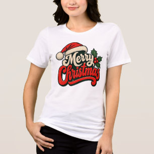 Camiseta Retro Vintage Feliz Natal Chapéu de Papai Noel Aze