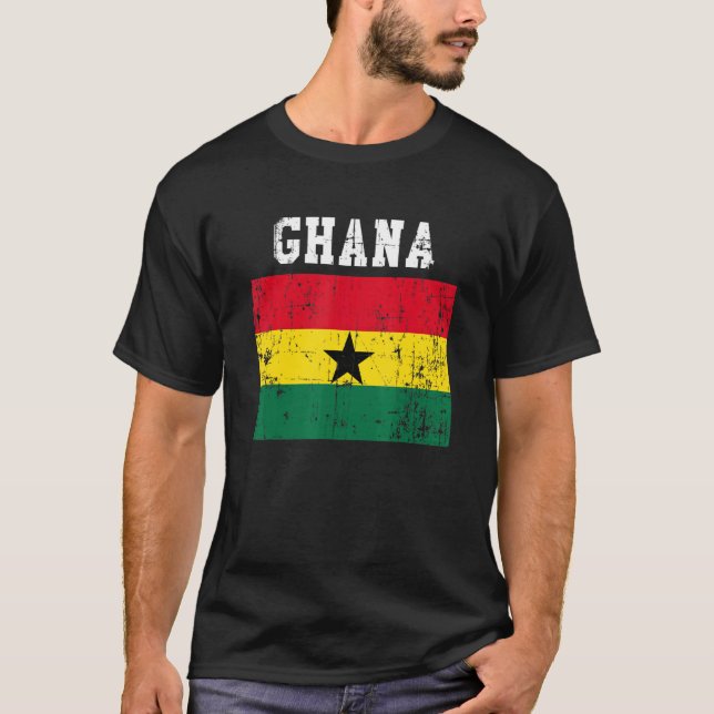 Camiseta Retro Vintage Gana Flag Raízes de Gana (Frente)