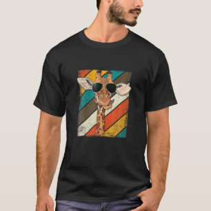 Camiseta Retro Vintage Giraffe Óculos de sol Dão um animal
