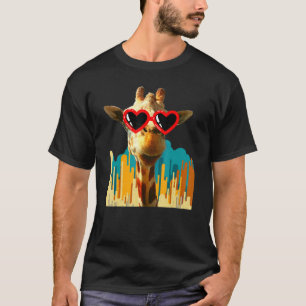 Camiseta Retro Vintage Giraffe Sunglass para Animais