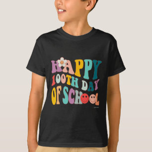 Camiseta Retro Vintage Groovy 100 Dias de Escola para Teach