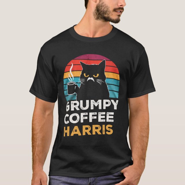 Camiseta Retro Vintage Grumpy Coffee Harris (Frente)