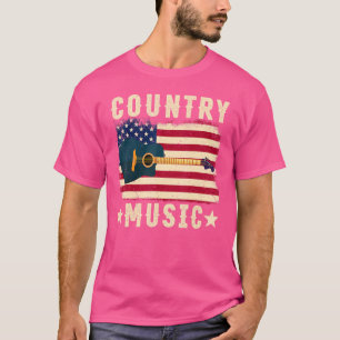 Camiseta Retro Vintage Guitar American Flag Music