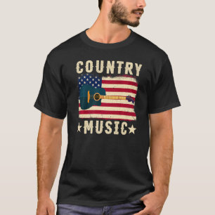 Camiseta Retro Vintage Guitar American Flag Music