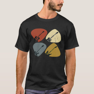 Camiseta Retro Vintage Guitar Pick Para Música Guitarista