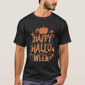 Camiseta Retro Vintage Happy Halloween Pumpkin Spider Webs