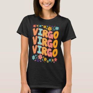 Camiseta Retro Vintage Hippie Virgo Floral Zodiac Aniversár