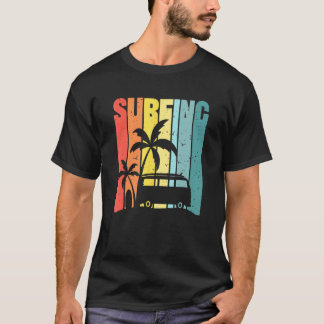 Camiseta Retro Vintage Island Palm Tree Surfing Surf Van Va