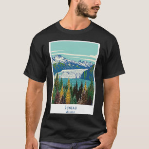 Camiseta Retro Vintage Juneau Alaska Paisagem Cênica TShir