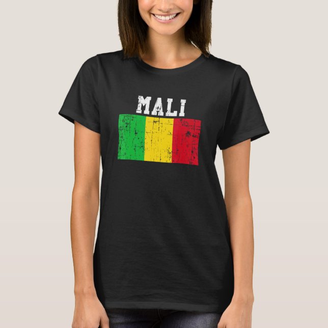 Camiseta Retro Vintage Mali Flag Raízes do Mali (Frente)