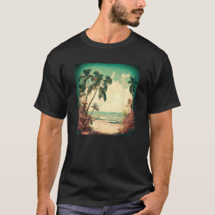 Camiseta Retro Vintage Mar Tropical de Palmeiras de praia d