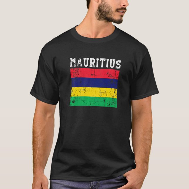 Camiseta Retro Vintage Maurícia Flag Raízes Maurícias (Frente)