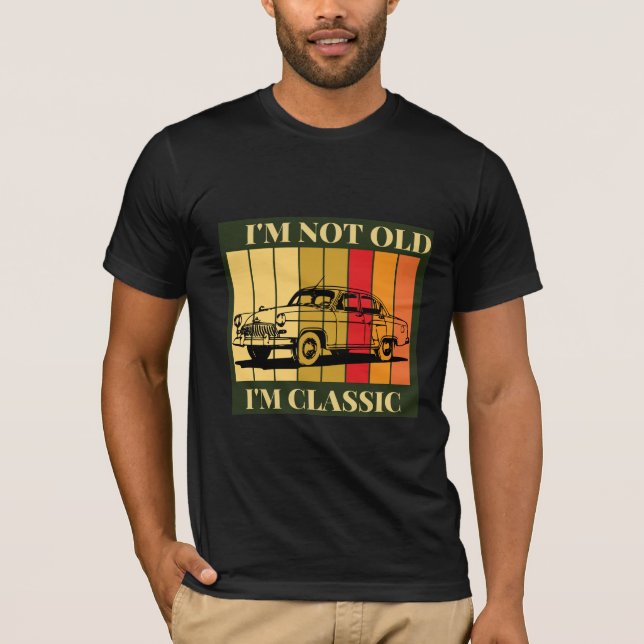 Camiseta retro vintage não old am classic pai (Frente)