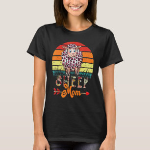 Camiseta Retrô Vintage Ovelhas Mãe Flores Leopardo Ovelha