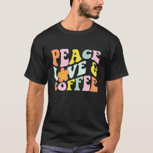 Camiseta Retro Vintage Peace Love Caffeine Bebendo