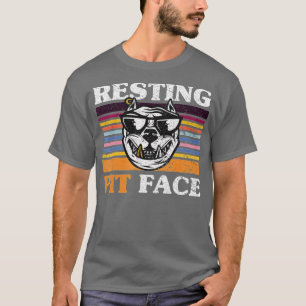 Camiseta Retro Vintage Pit Face Engraçado Pitbull Cão L