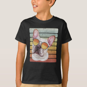 Camiseta Retro Vintage Pôr do Sol French Bulldog Mãe Pai