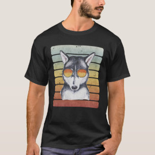Camiseta Retro Vintage Pôr-do-Sol Husky Siberiano Mãe Pai