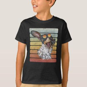 Camiseta Retro Vintage Pôr-do-Sol Preto Marrom Dachshund Fi
