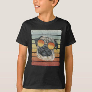 Camiseta Retro Vintage Pôr do Sol Pug Mãe Pai