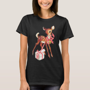 Camiseta Retro vintage rena rosa pia natal
