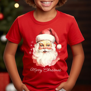 Camiseta Retro Vintage Santa Face Natal em Aquarela
