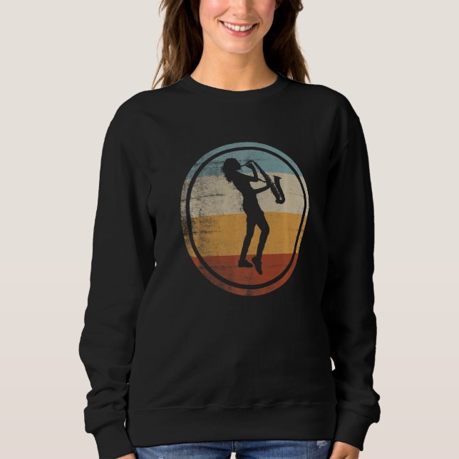 Camiseta Retro Vintage Saxophone Female Saxophonist   (Frente)