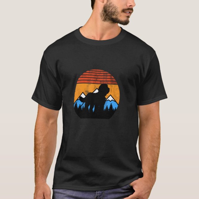 Camiseta Retro Vintage Sheepadoodage Montanhas Cachorros Di (Frente)