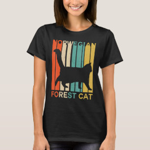 Camiseta Retro Vintage Silhueta de Gato da Floresta Noruegu