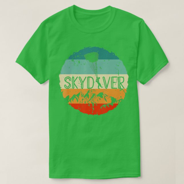 Camiseta Retro Vintage Skydiver Skydiving Parachuting Skydi (Frente do Design)