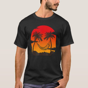 Camiseta Retro Vintage Sunset Coco Palm Tree Tropical Beac