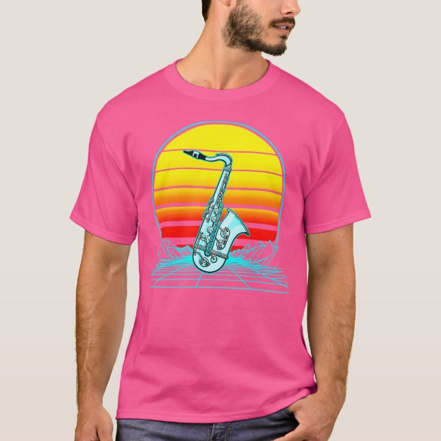 Camiseta Retro Vintage Sunset Jazz Saxofone (Frente)