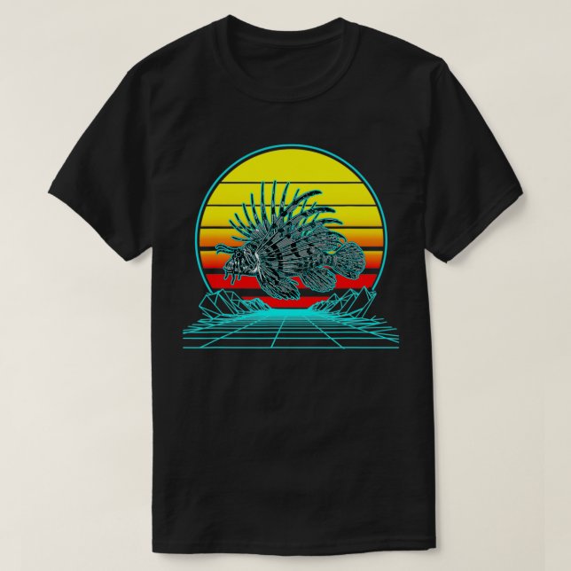 Camiseta Retro Vintage Sunset Lionfish (Frente do Design)