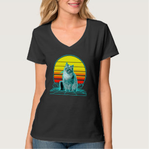 Camiseta Retro Vintage Sunset Siberian Cat