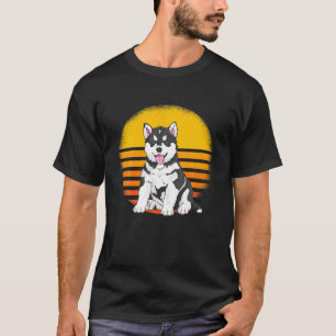 Camiseta Retro Vintage Sunset Siberian Husky Dogs Lover