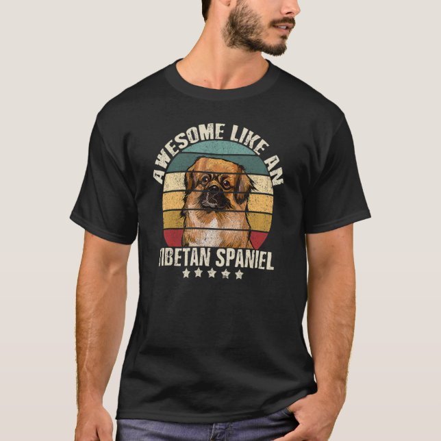 Camiseta Retro Vintage Tibetan Spaniel Dog (Frente)