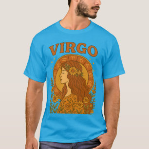 Camiseta Retro Virgem Zodíaco Boho Floral Astrologia