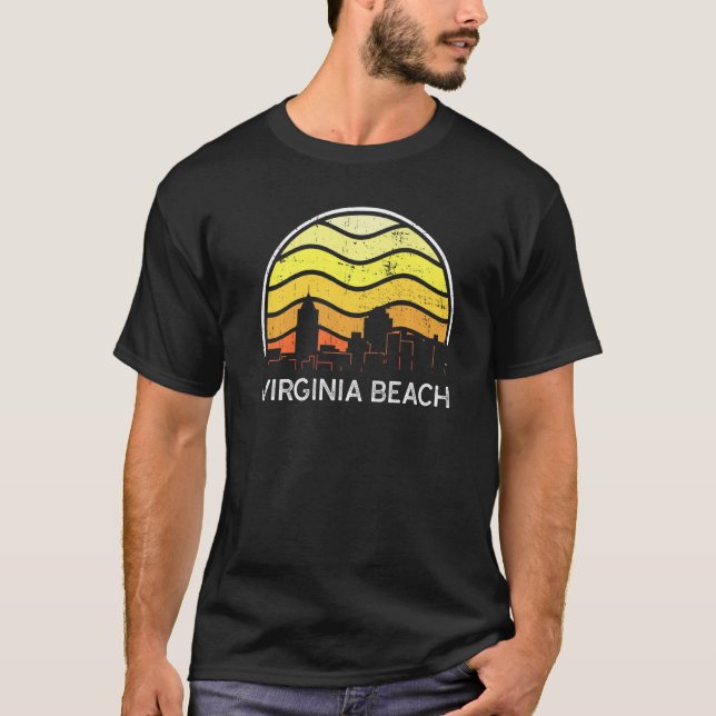 Camiseta Retro Virginia Virginia Beach Visitors Skyline Vin (Frente)