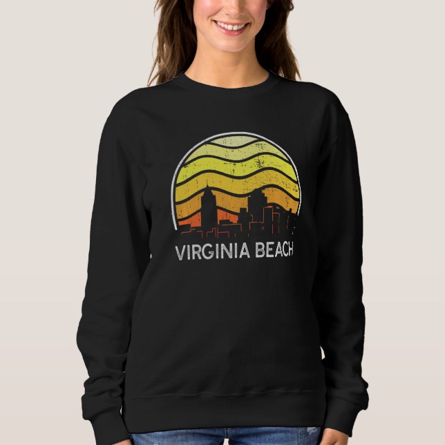 Camiseta Retro Virginia Virginia Beach Visitors Skyline Vin (Frente)