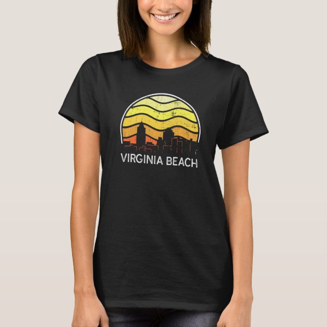 Camiseta Retro Virginia Virginia Beach Visitors Skyline Vin (Frente)
