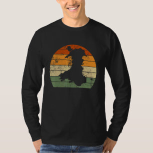 Camiseta Retro Wales Welsh Map Sunset Ruas Davids Day